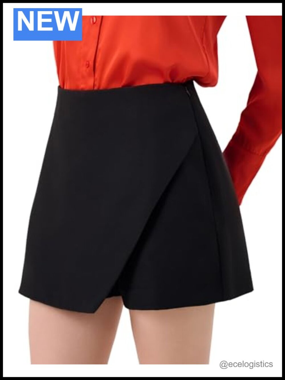High Waist Skort with Side Zipper and Pockets, Sweat-Wicking Active Skort